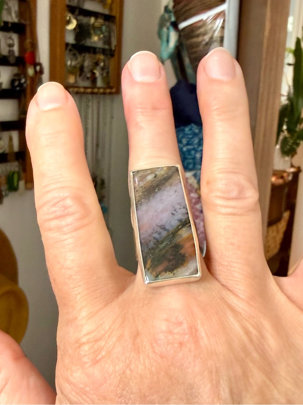 Amethyst Sage and Silver Ring, US 8 Adjustable